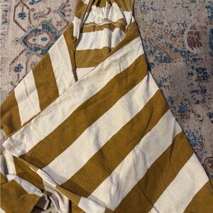 Striped Mustard and White hooded towel